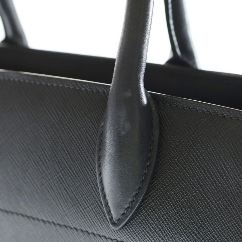 Prada Bibliotheque Handbag Tote Bicolor Black White Sapphire Leather - Picture 5 of 6